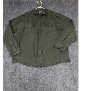 Guide Series Flannel Shirt Mens XL Green Cotton Long Sleeve Button Down Utility
